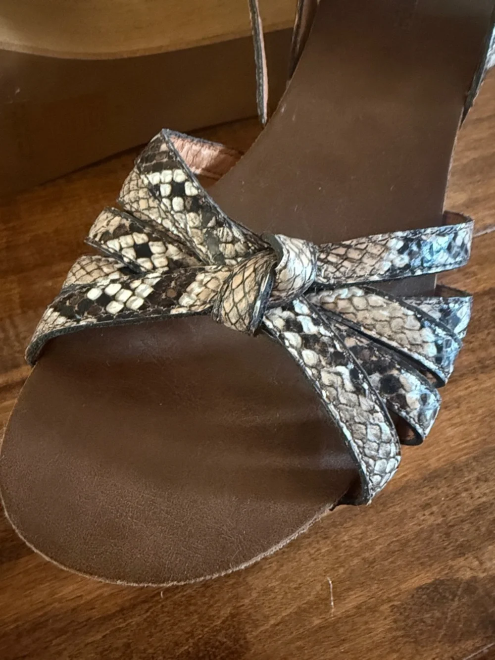 Jeffrey Campbell Snake Print Platform Sandals wooden size 7 EUC
